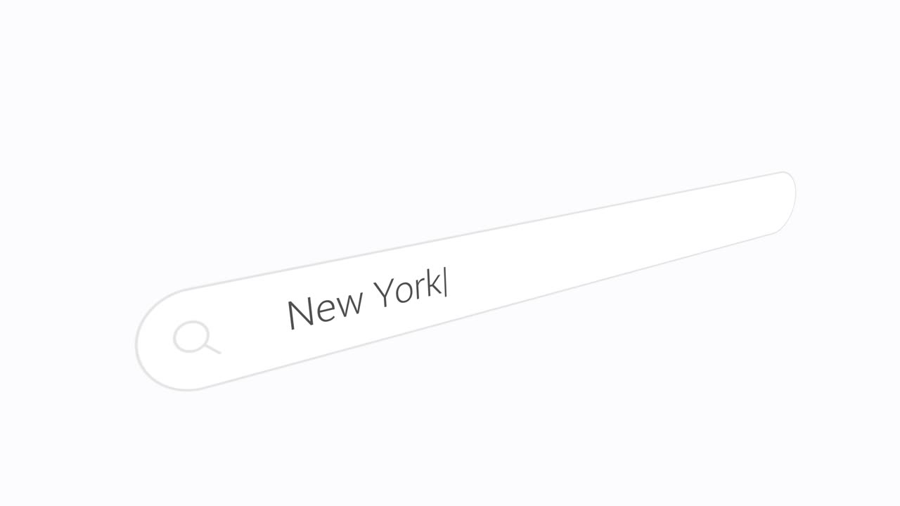 New York City inserita nella barra di ricerca internet. Primo piano.