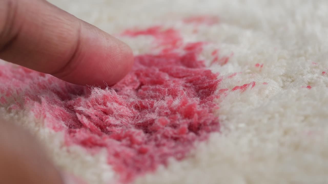 Red stain on white fabric