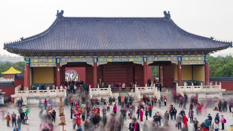 timelapse of the people wander in the temple of heaven at weekend, beijing.