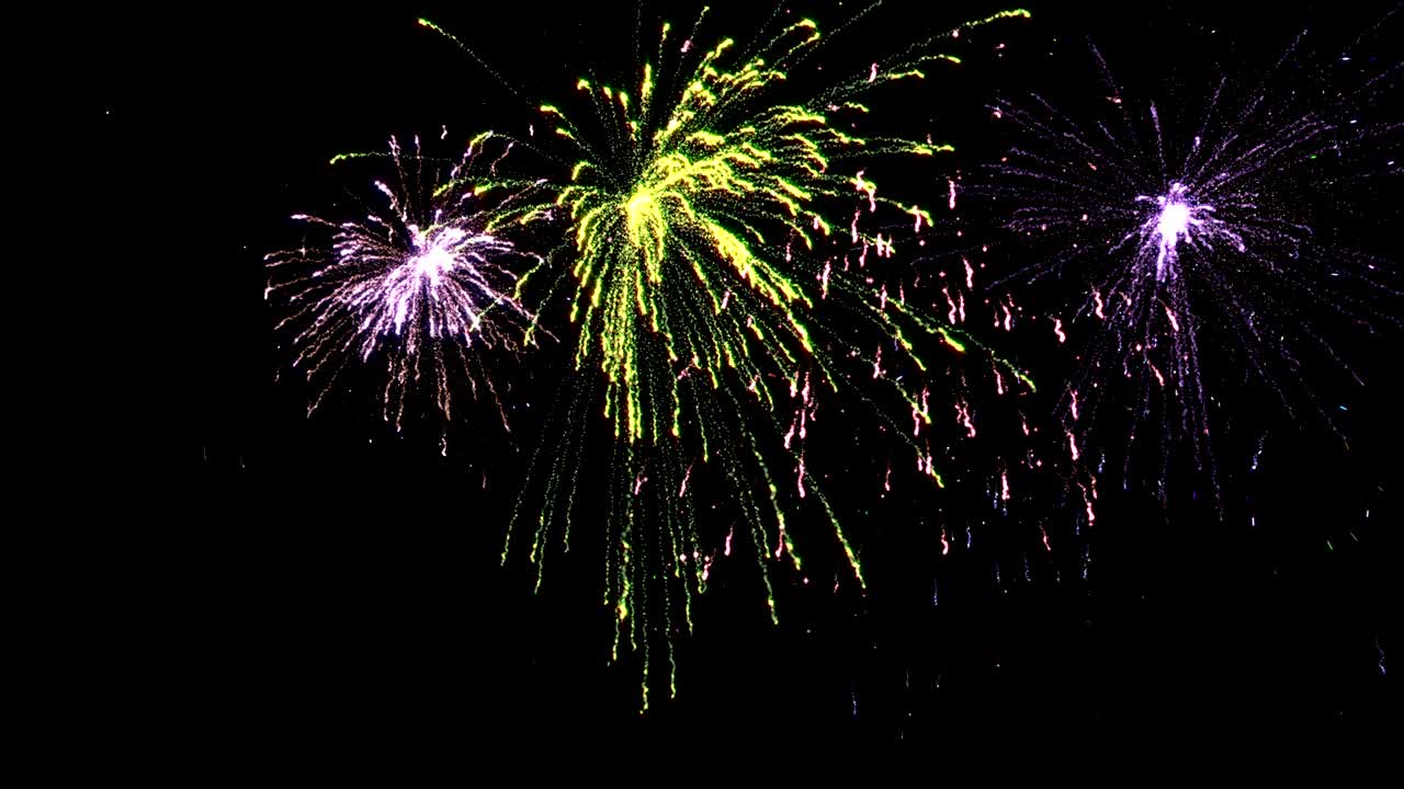 Multicolor Sparkling Fireworks Display with Reveal, Loop and Matte