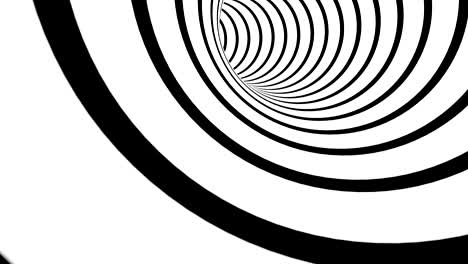 imágenes de ilusión óptica 3d. túnel de rayas monocromáticas dentro del movimiento. animación en espiral hipnótica en blanco y negro. efecto visual de vórtice sin fin. bucle de torsión psicodélico resumen de video 4k