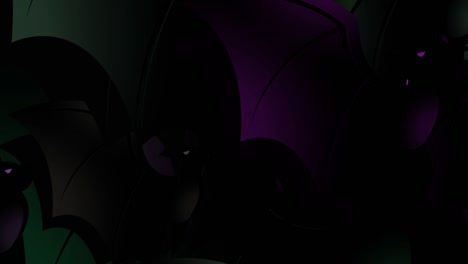 murciélago de halloween - concepto de halloween - murciélagos aleteando sus alas hacia arriba - loopable - cientos de murciélogos se apresuran hacia arriba - halloween - hallowayne murciélegos voladores bucle interminable - murciénago loopable - fondo negro - multicolor - y bandada de murciénagos