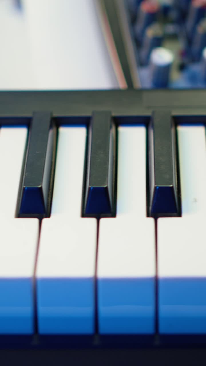 Panoramica ravvicinata di tastiera MIDI e controller DJ