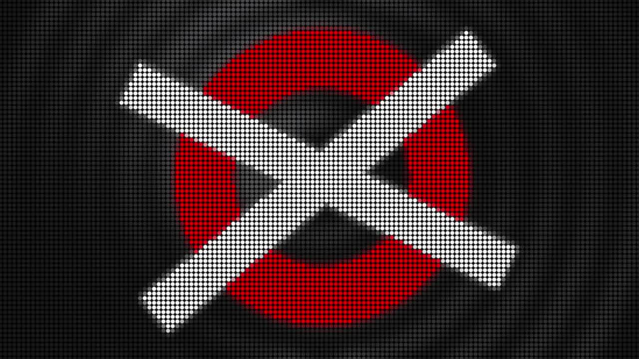 círculo rojo con símbolo de cancelación de x blanco