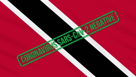 trinidad y tobago balanceando la bandera con el sello verde de la libertad del coronavirus, bucle