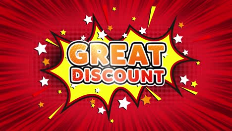 comic style 'great discount' promotion