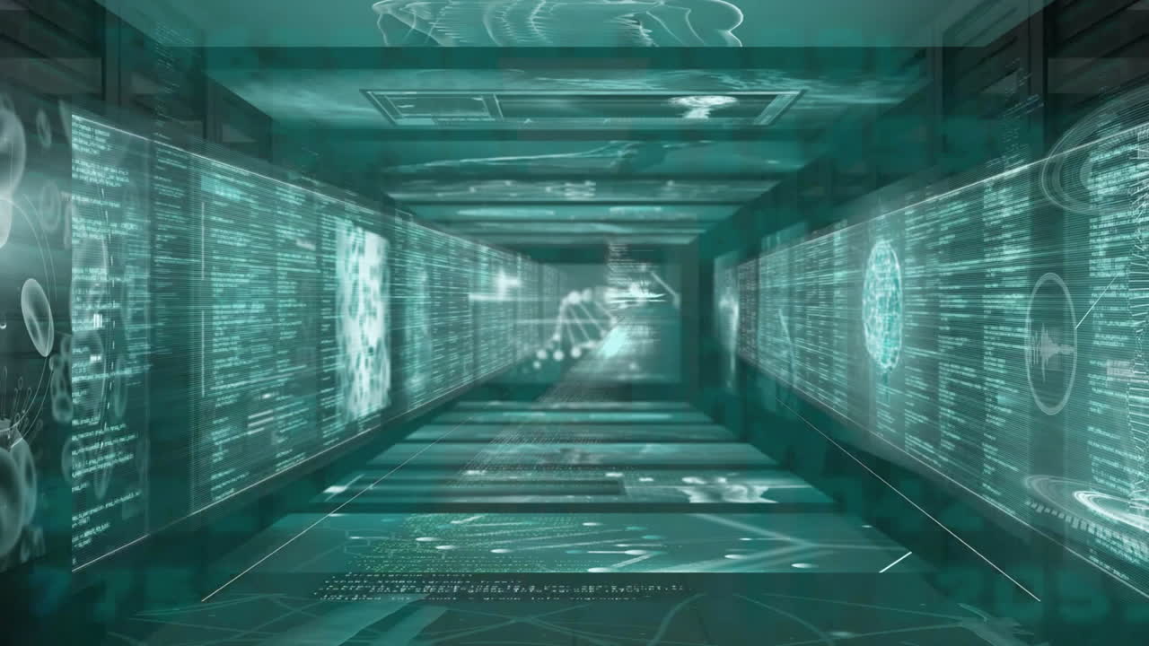 animación del procesamiento de datos en pantallas