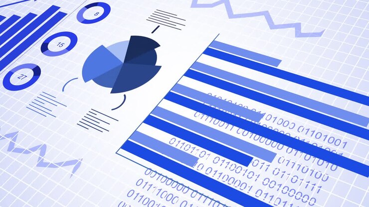 Animation of graphs, statistics, binary coding and financial data processing