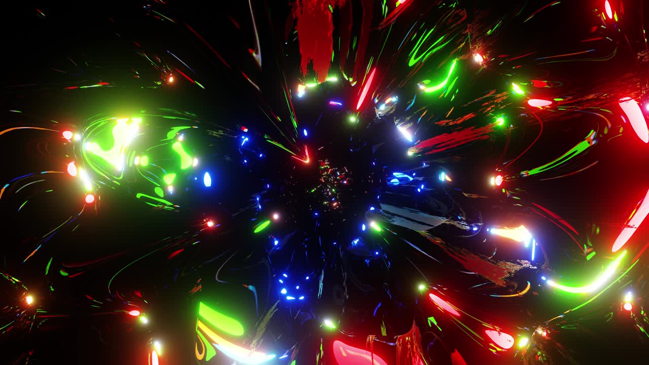 다채로운 불빛으로 박이는 네온 터널의 루프 애니메이션.