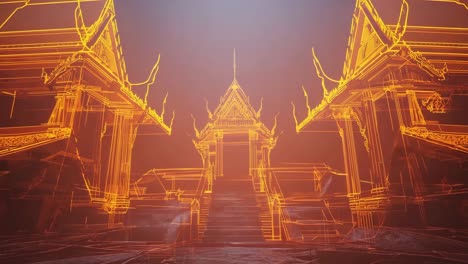 wireframe temple structure