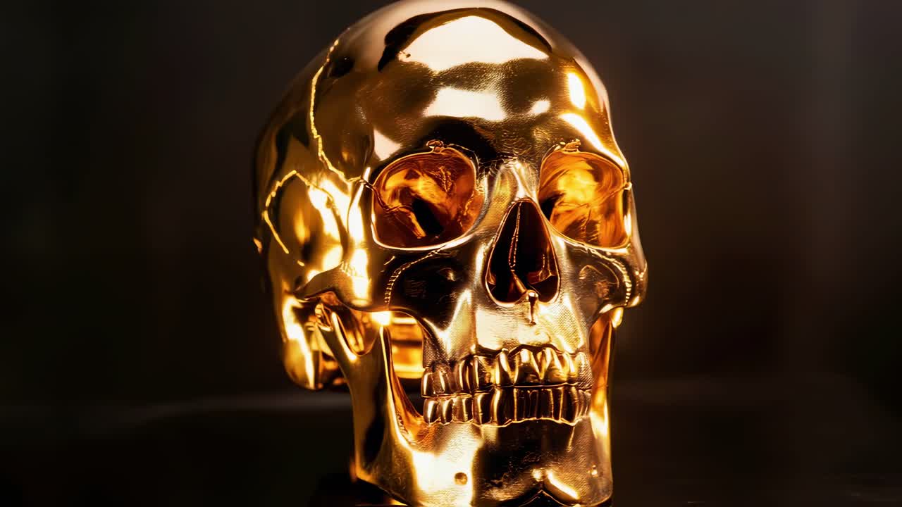 Golden Skull Sculpture