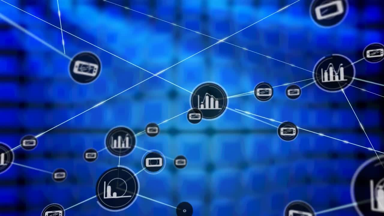 animación de la red de conexiones sobre fondo azul