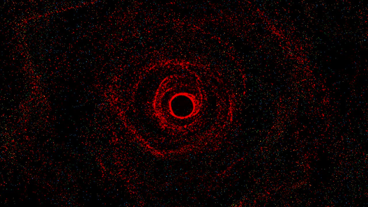 회전하는 작은 입자와 함께 추상적인 배경
