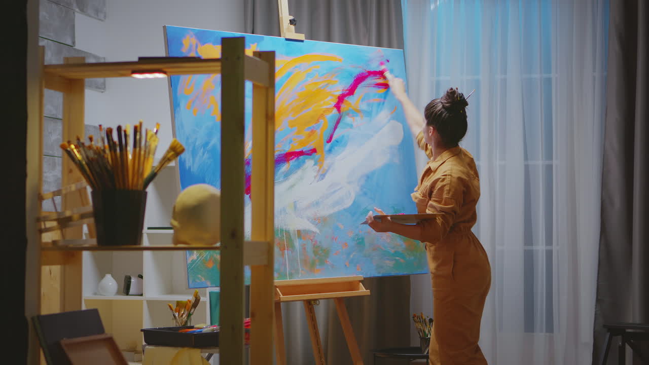 la creación de pintura contemporánea