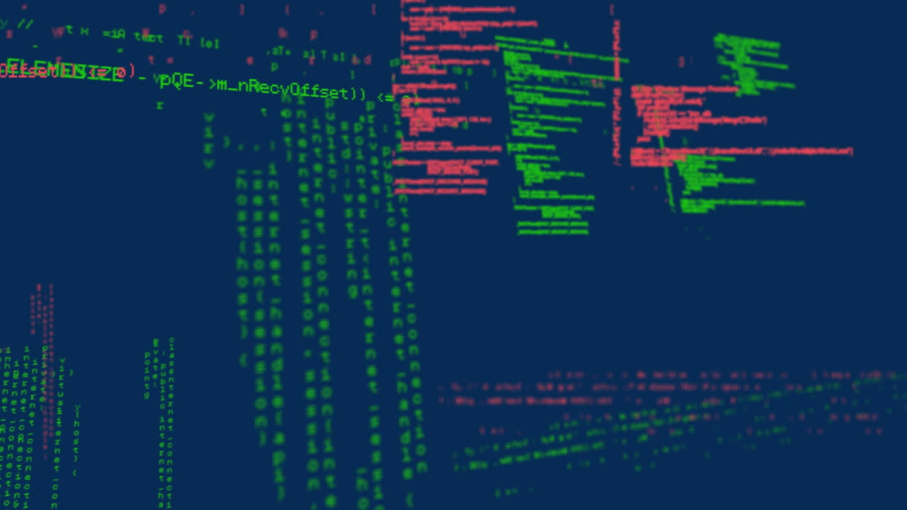 Animation of data processing on blue background