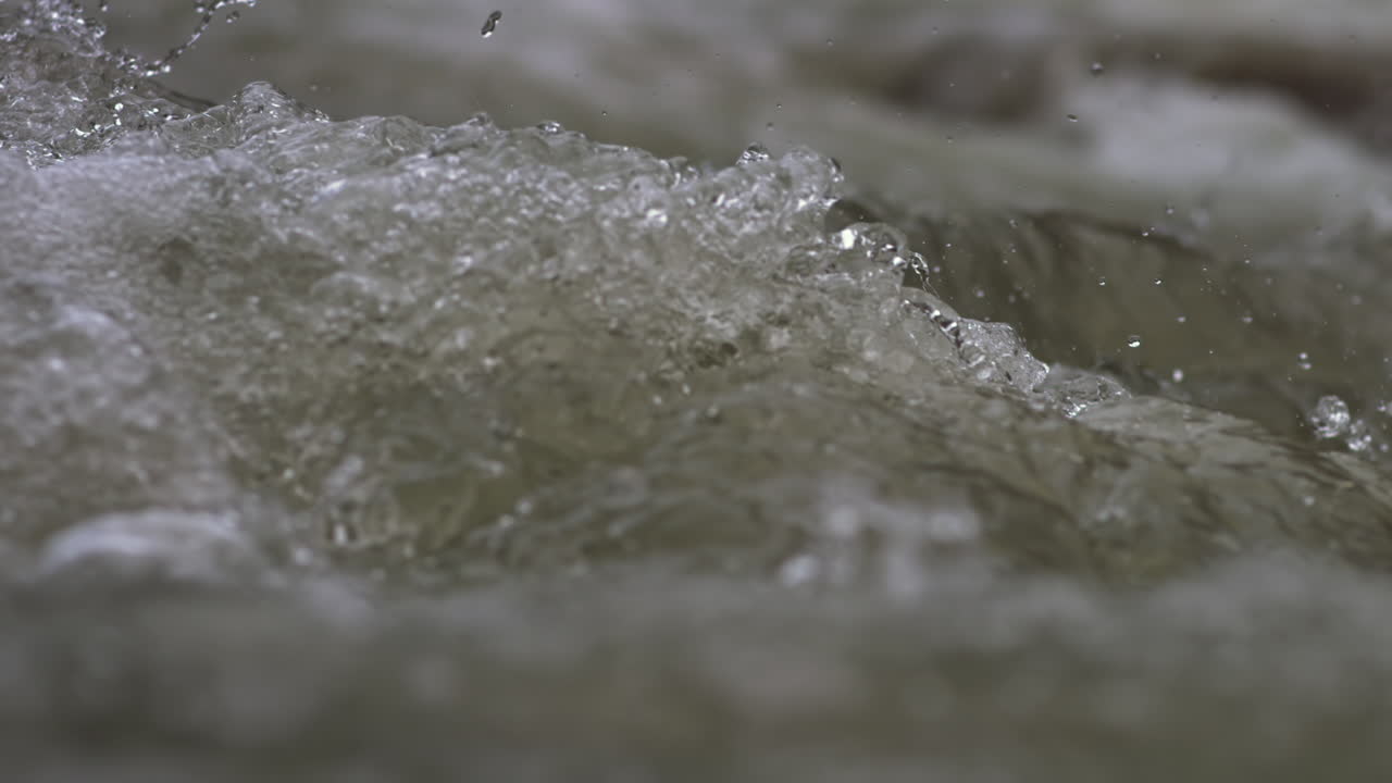 Close up slow motion of waves in the rapids in Suck Creek in Chattanooga, Tennessee.