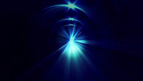 abstract futuristic sci fi glowing green blue star tunnel with moving flare light speed for science fiction films, music videos, visual show, broadcast tv, data center, server, internet high speed.