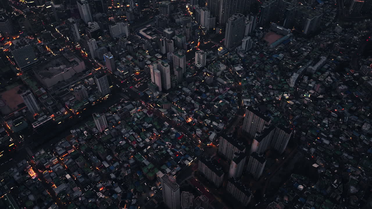 Night Cityscape Aerial View of Seoul