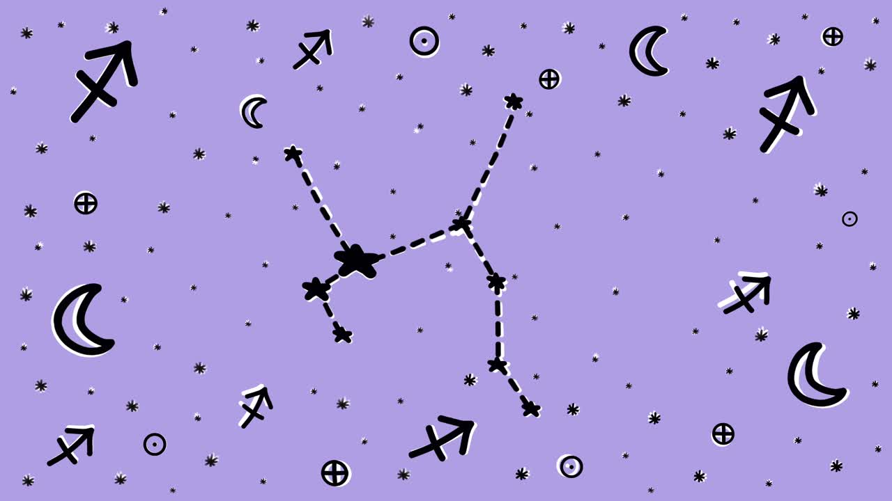 animación dibujada a mano en movimiento stop de la constelación y el símbolo del signo del zodíaco de sagitario