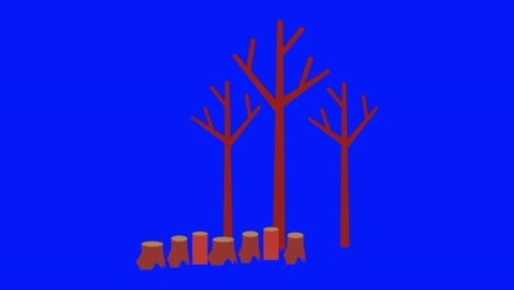 animación de un icono de árbol muerto en una pantalla azul
