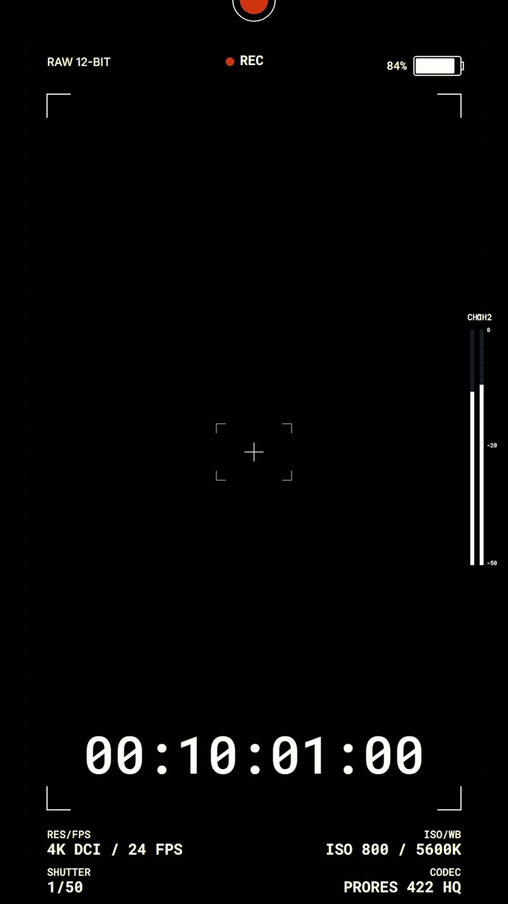 Digital Camera Recording Interface Displaying Timecode and Settings