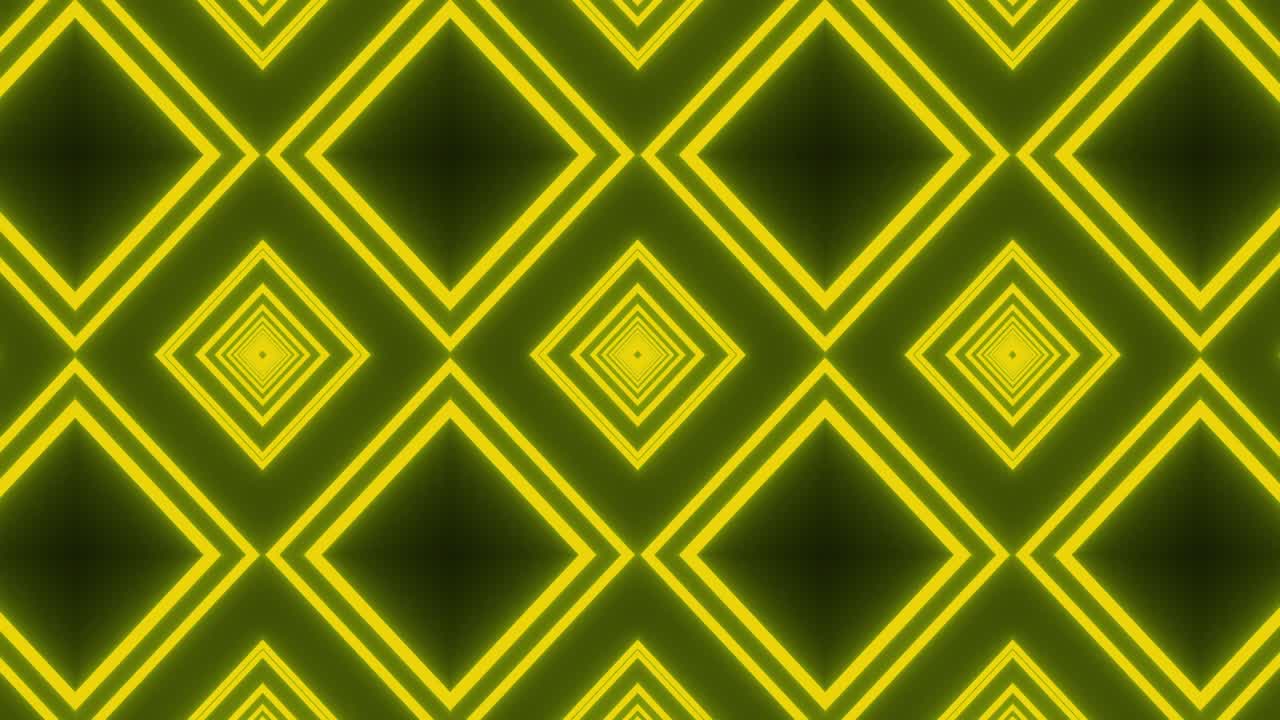 animación de formación amarilla brillante de formas de diamante que se mueven en un bucle sin costuras