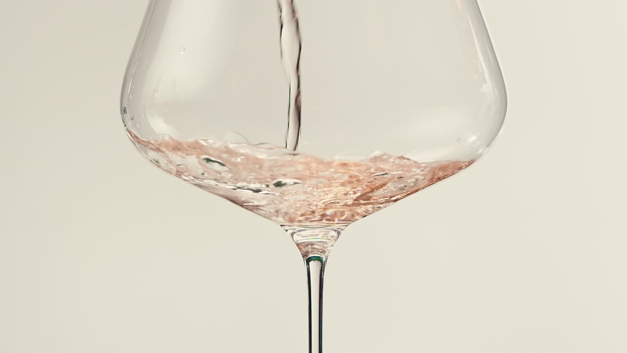 Orange or white wine bottle and glass against a sunset in a peaceful vineyard, pouring of ecological natural wine.