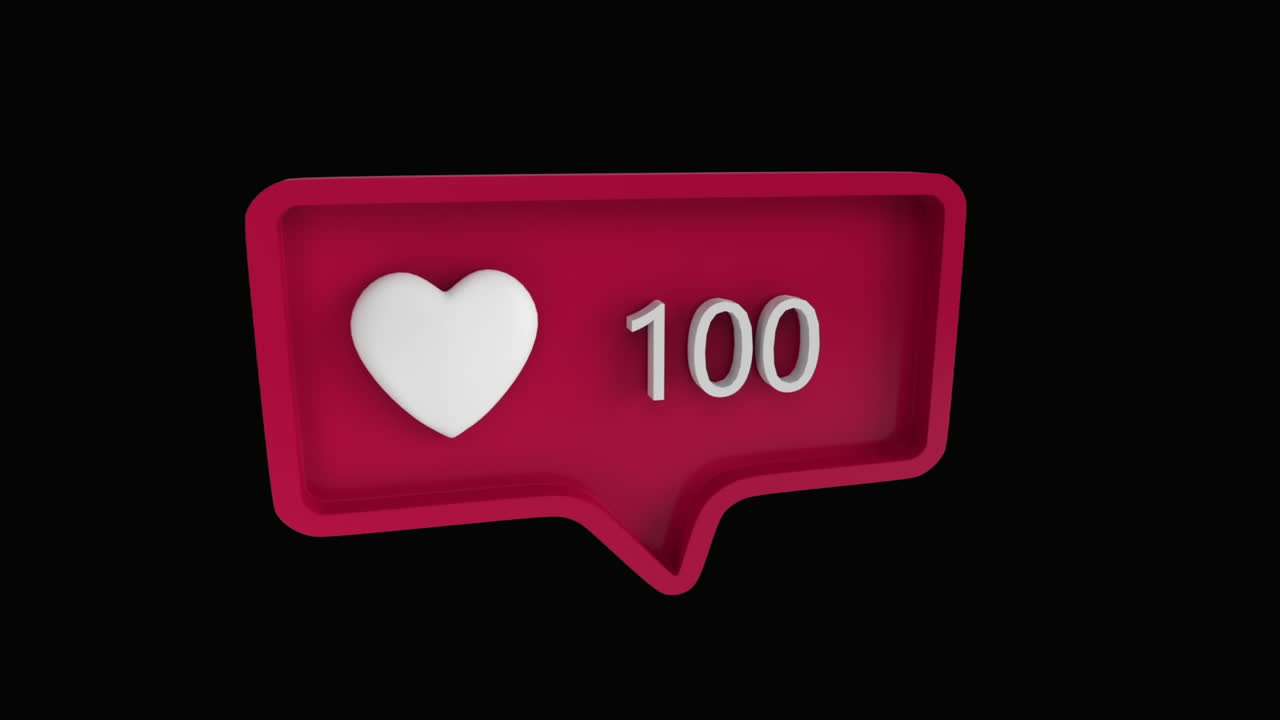 Ícone de coração com aumento de curtidas em redes sociais