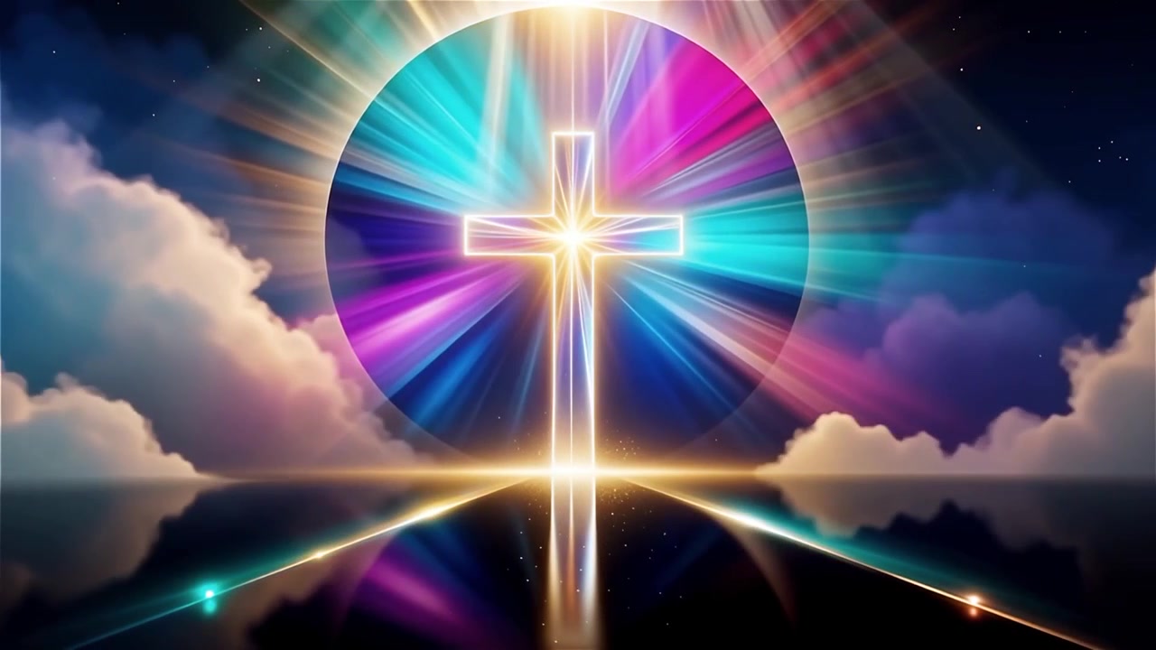 Christian Cross Heavenly Light Worship Background