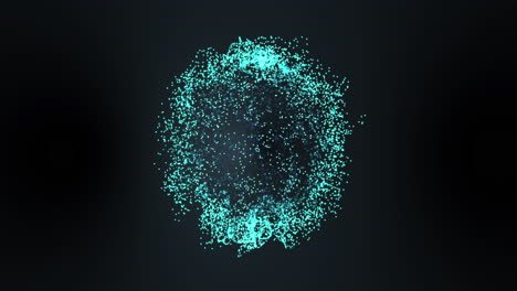 animation of glowing green mesh of connections spinning over black background