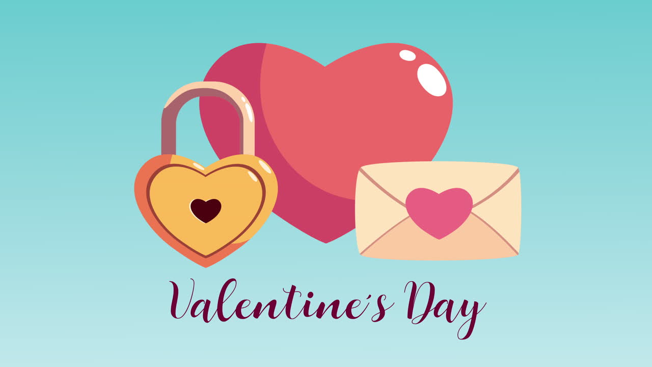 feliz día de san valentín letras con conjunto de íconos de amor