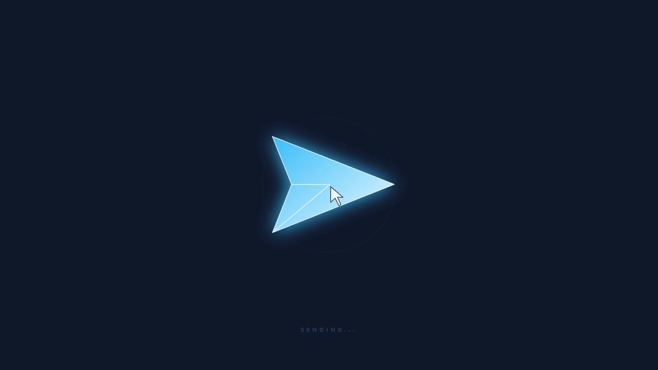 Digital Paper Airplane Sending Animation on Dark Background