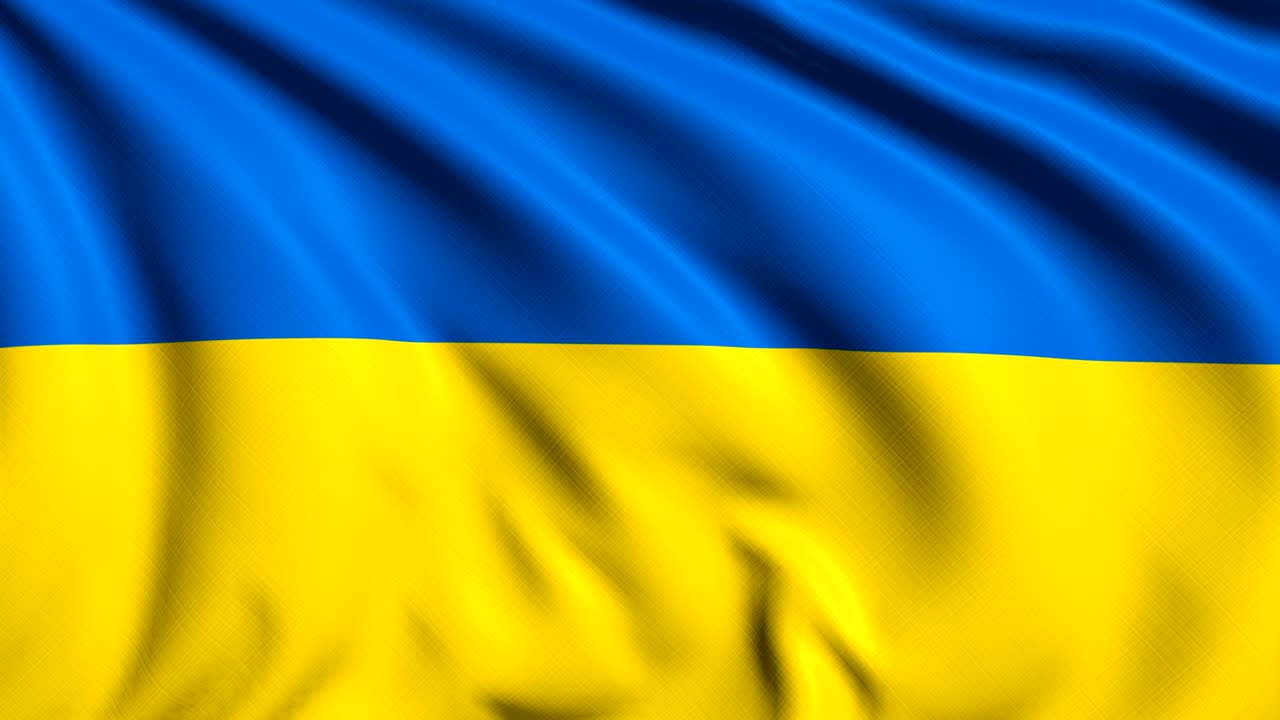 Bandiera dell'Ucraina con struttura in tessuto al vento (in loop).