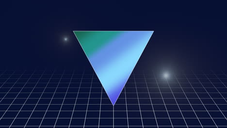 Retro-blue-triangle-with-grid-and-stars-in-deep-galaxy