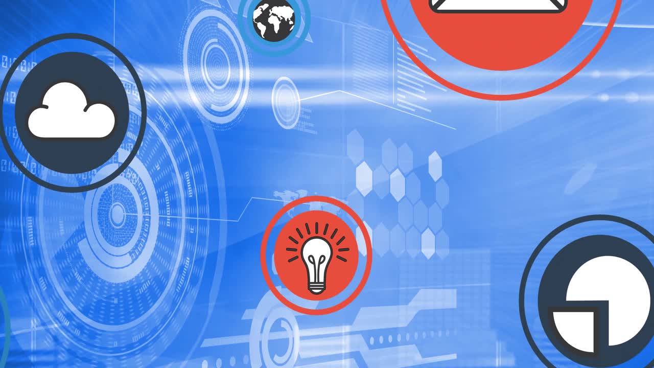 백그라운드에서 데이터 처리를 통해 디지털 아이콘의 애니메이션