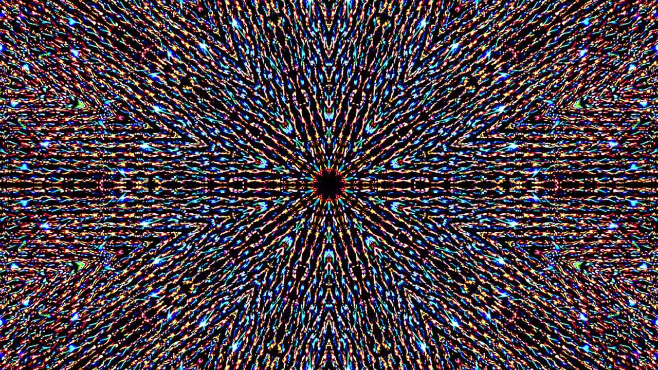 líneas abstractas luz colorida brillante forma redonda en el centro, fondo negro