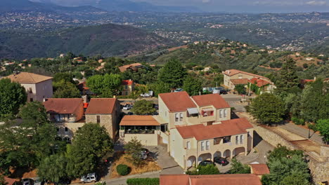 tanneron france aerial v33 drone fly around hillside townscape with breathtaking scenery and mountainous landscape during daytime - july 2021