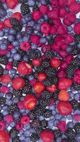 Mix-of-red-blue-and-black-berries-dropping-in-epic-slow-motion