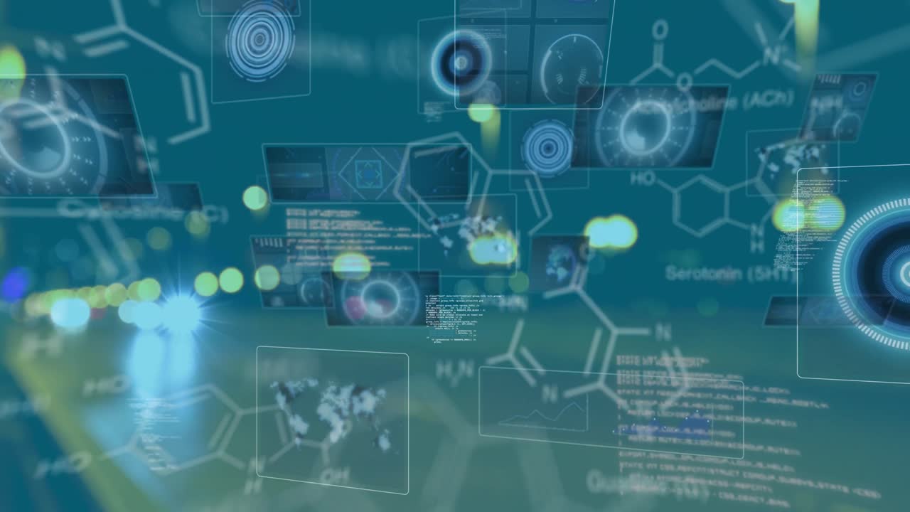 animación de formas y procesamiento de datos sobre la carretera