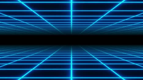 4k video animation loop. seamless loop of an endless grid corridor with glowing blue lights.