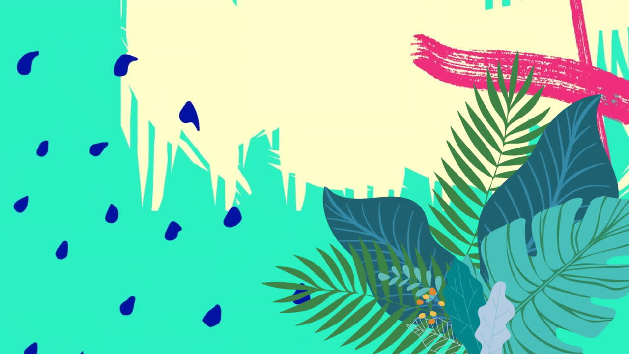 animación de hojas sobre un patrón vibrante abstracto