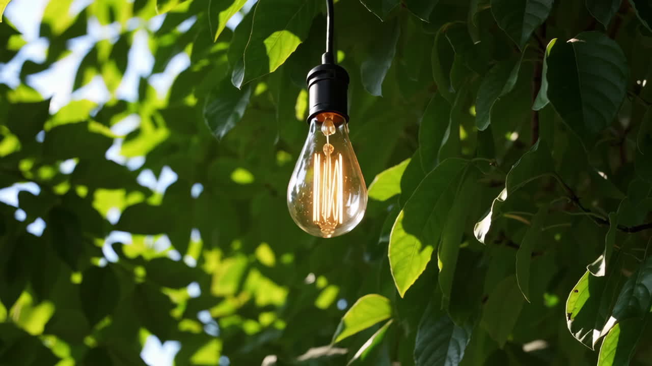 Vintage Edison Bulb Hanging in a Tree