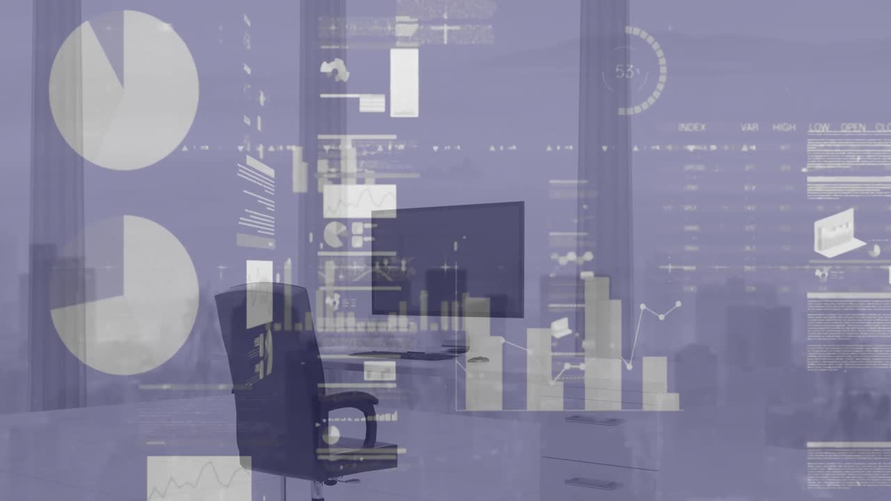 비어있는 사무실에 대한 통계 데이터 처리와 함께 화면의 애니메이션