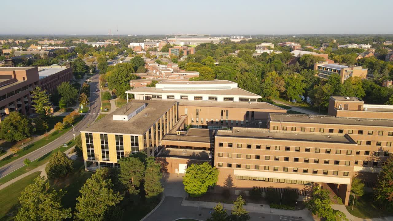 Buildings of Michigan state university, aerial panoramic view