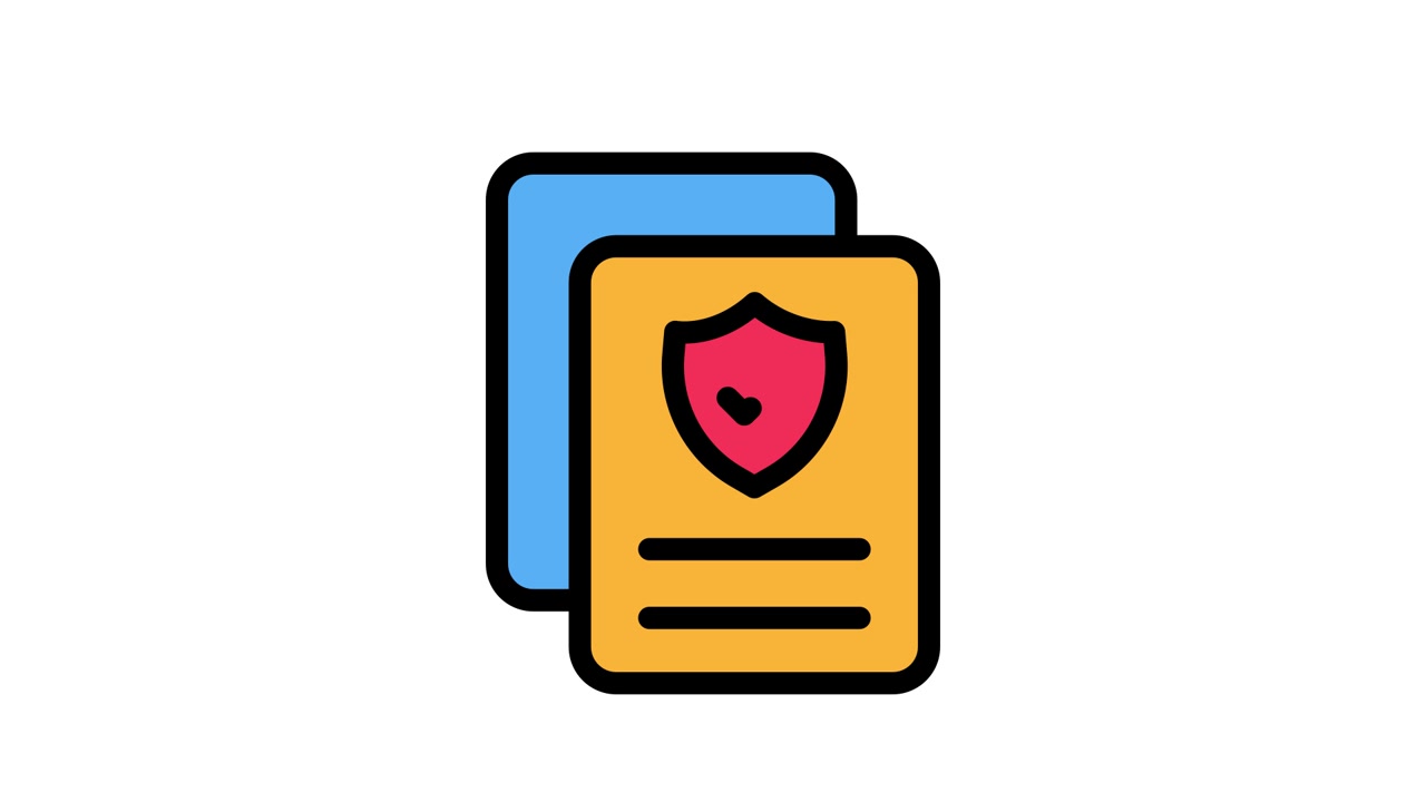 Animated Icon of Security Document with Shield and Checkmark