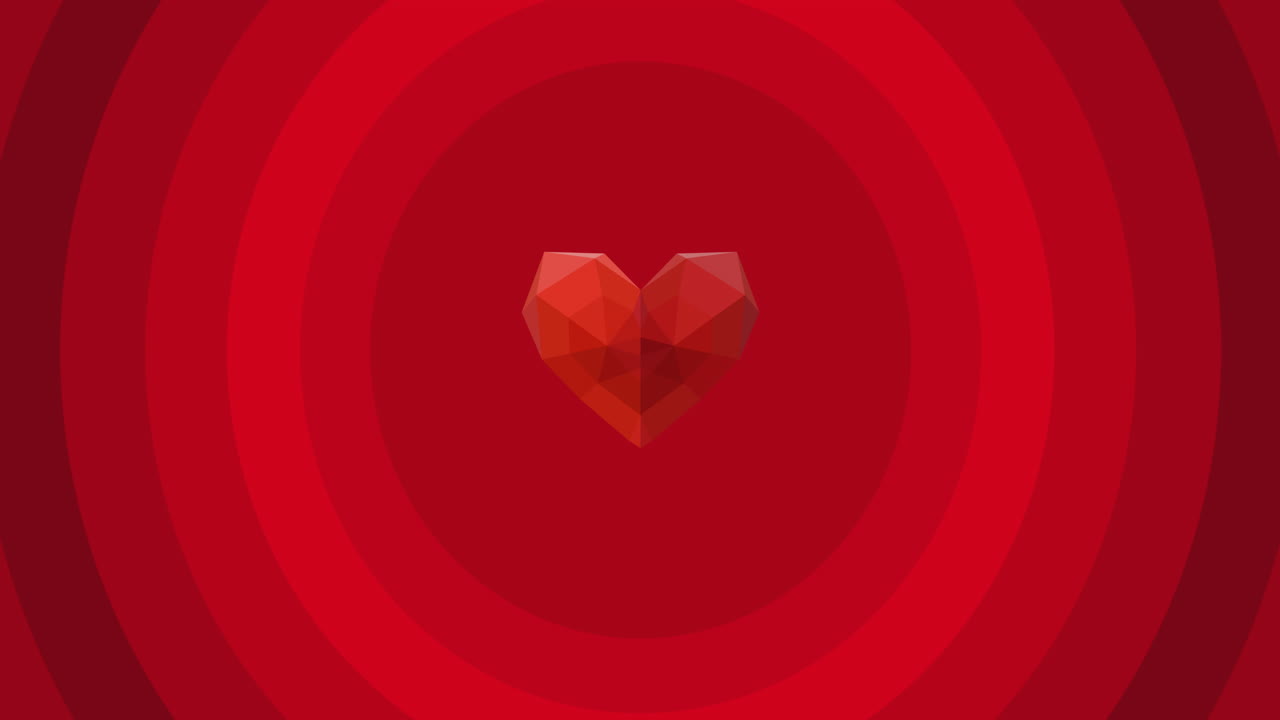 animación del corazón sobre círculos rojos sobre fondo rojo