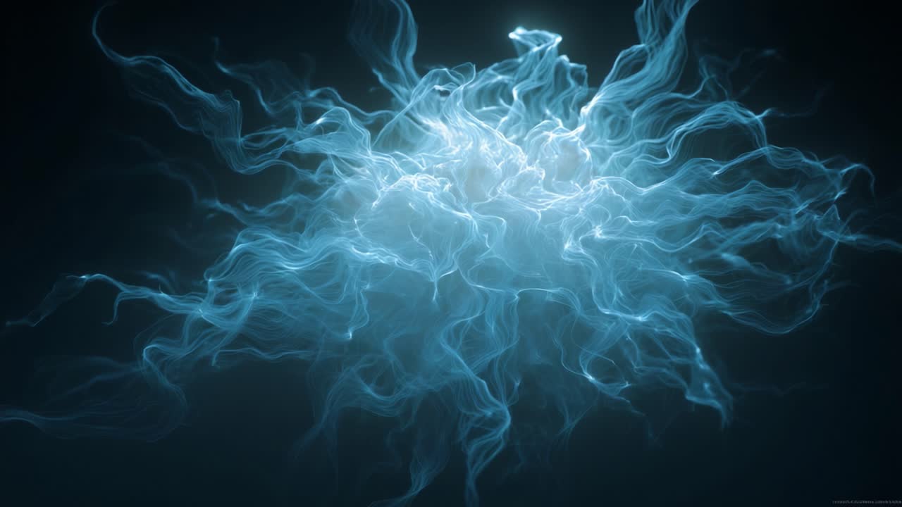 A mesmerizing display of ethereal blue plasma-like wisps swirling and intertwining, creating an illusion of depth and movement that captures the essence of energy and fluidity in an artistic visual presentation