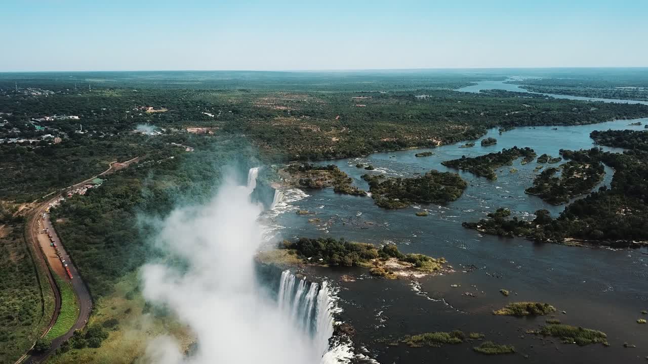 Aerial View Victoria Falls, Shungu Namutitima at the Border of Zimbabwe and Zambia in Africa