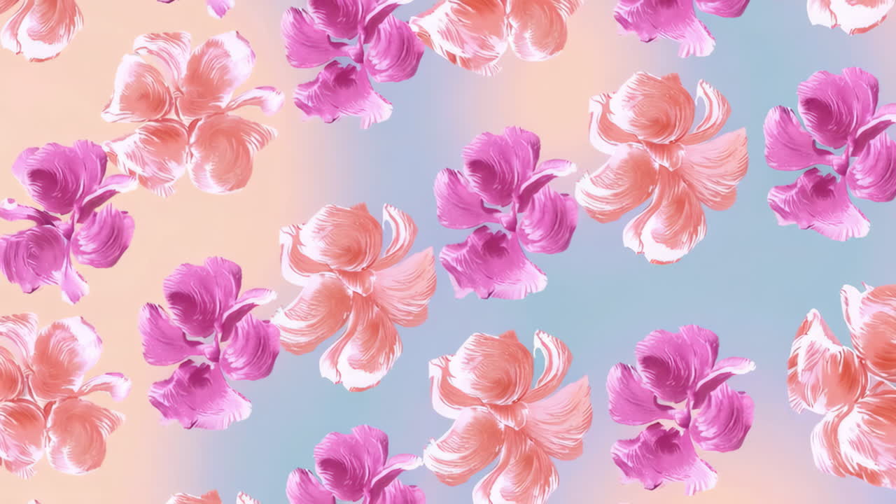 Seamless Floral Pattern with Pink and Orange Flowers