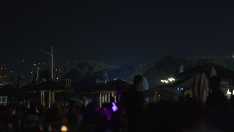 people having fun at a party on the beach at night